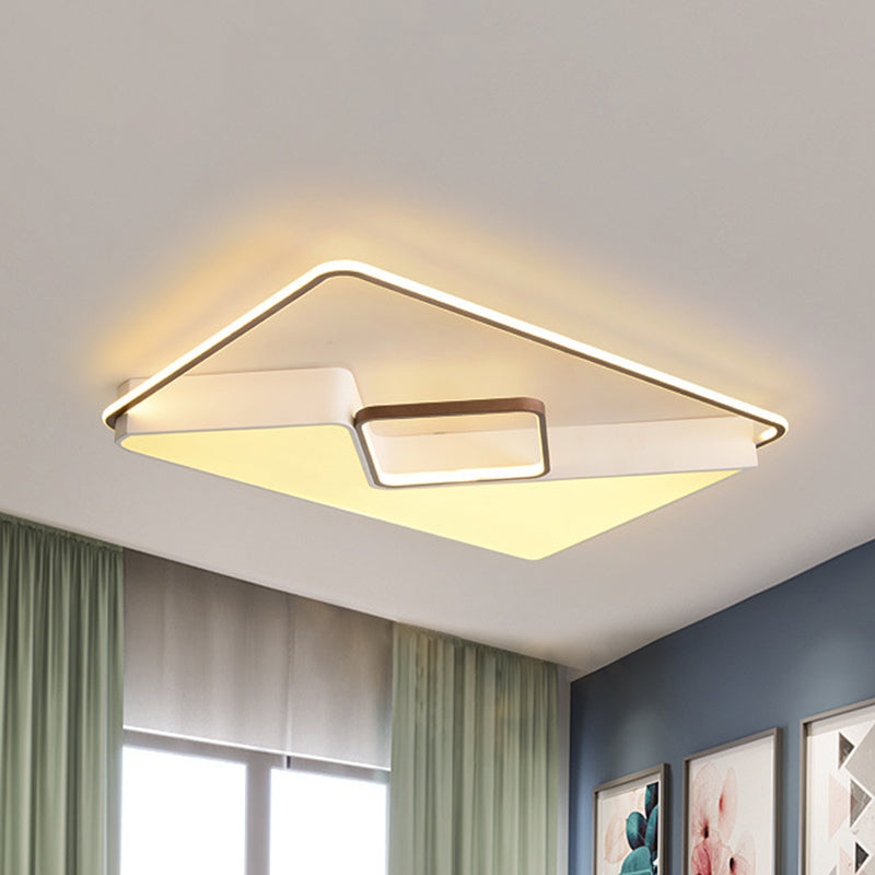 Modern White Rectangle LED Ceiling Light for Living Room - 19.5"/37.5"/42" Wide