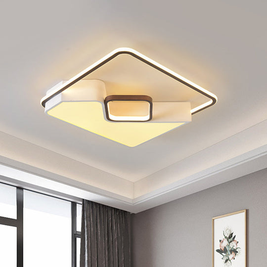 Modern White Rectangle LED Ceiling Light for Living Room - 19.5"/37.5"/42" Wide