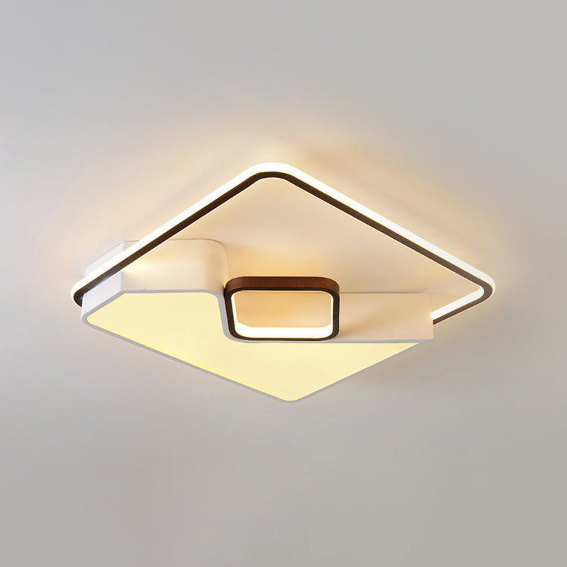 Modern White Rectangle LED Ceiling Light for Living Room - 19.5"/37.5"/42" Wide