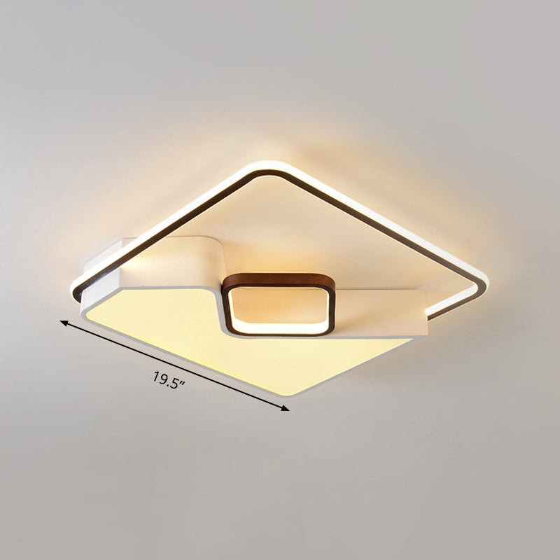 Modern White Rectangle Led Ceiling Light For Living Room - 19.5/37.5/42 Wide