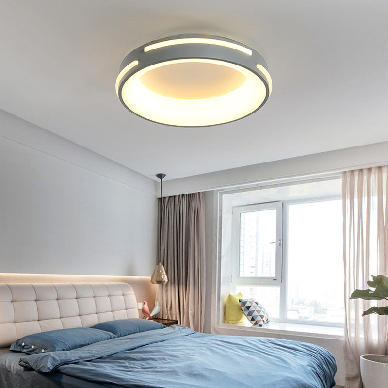 Modern Gray Circle LED Ceiling Light Fixture, Warm/White Lighting, 18.5"/24.5" Wide