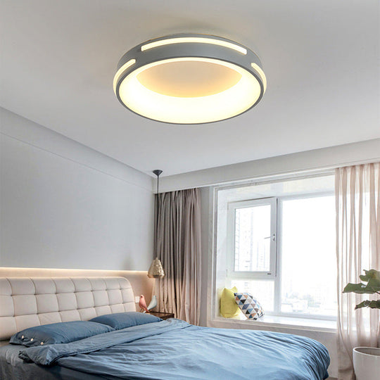 Modern Gray Circle LED Ceiling Light Fixture, Warm/White Lighting, 18.5"/24.5" Wide