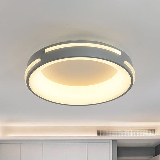 Modern Gray Circle LED Ceiling Light Fixture, Warm/White Lighting, 18.5"/24.5" Wide