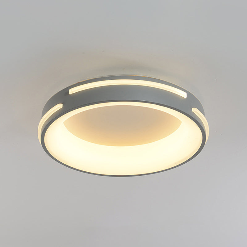 Modern Gray Circle LED Ceiling Light Fixture, Warm/White Lighting, 18.5"/24.5" Wide