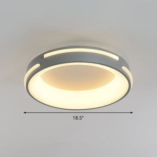 Modern Gray Circle LED Ceiling Light Fixture, Warm/White Lighting, 18.5"/24.5" Wide