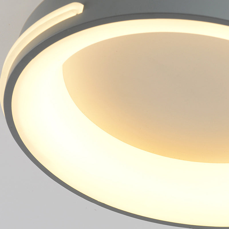 Modern Gray Circle LED Ceiling Light Fixture, Warm/White Lighting, 18.5"/24.5" Wide