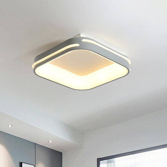 Modern Gray Square Metal Ceiling Mount LED Flush Mount Lamp - 18.5"/24.5" Wide; Warm/White Light