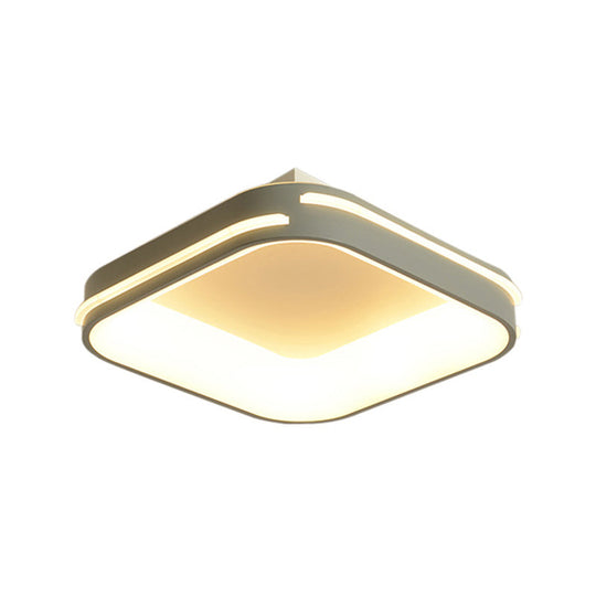 Modern Gray Square Metal Ceiling Mount LED Flush Mount Lamp - 18.5"/24.5" Wide; Warm/White Light