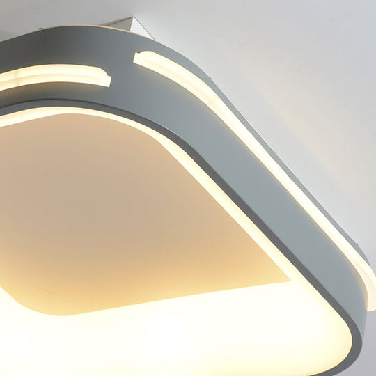 Modern Gray Square Metal Ceiling Mount Led Flush Lamp - 18.5/24.5 Wide; Warm/White Light