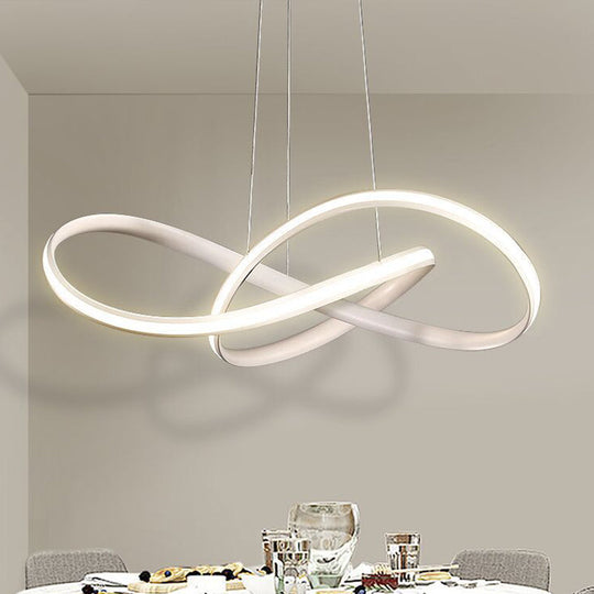 Modern Acrylic Chandelier Light Fixture - White LED Pendant Light with Seamless Curve Design in Warm/White Light