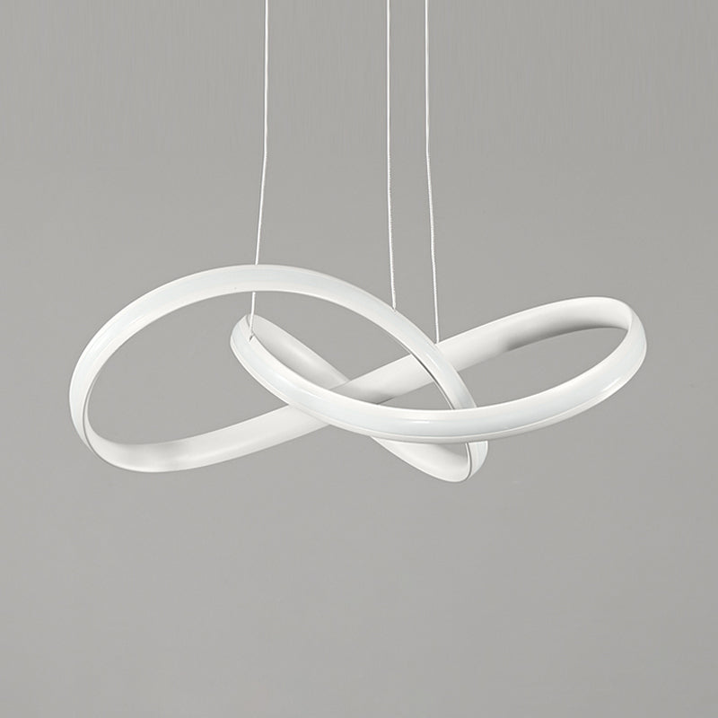 Modern Acrylic Chandelier Light Fixture - White LED Pendant Light with Seamless Curve Design in Warm/White Light