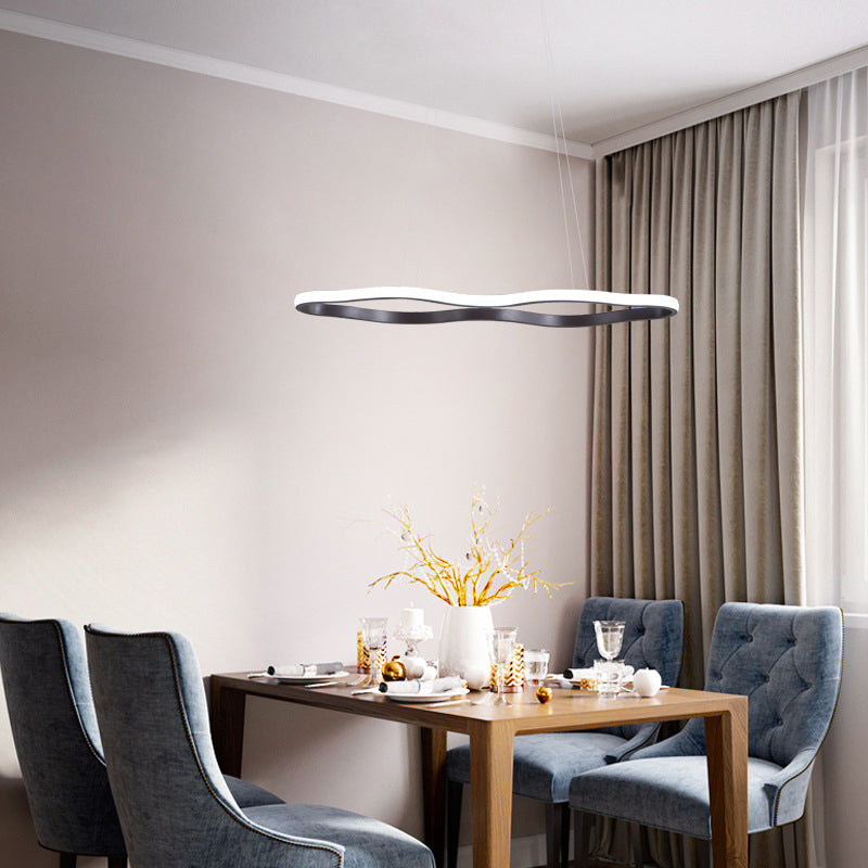 Plafonnier LED suspendu moderne en acrylique en forme de vague de café - 23,5"/36,5"/47" de large - Lumière chaude/blanche