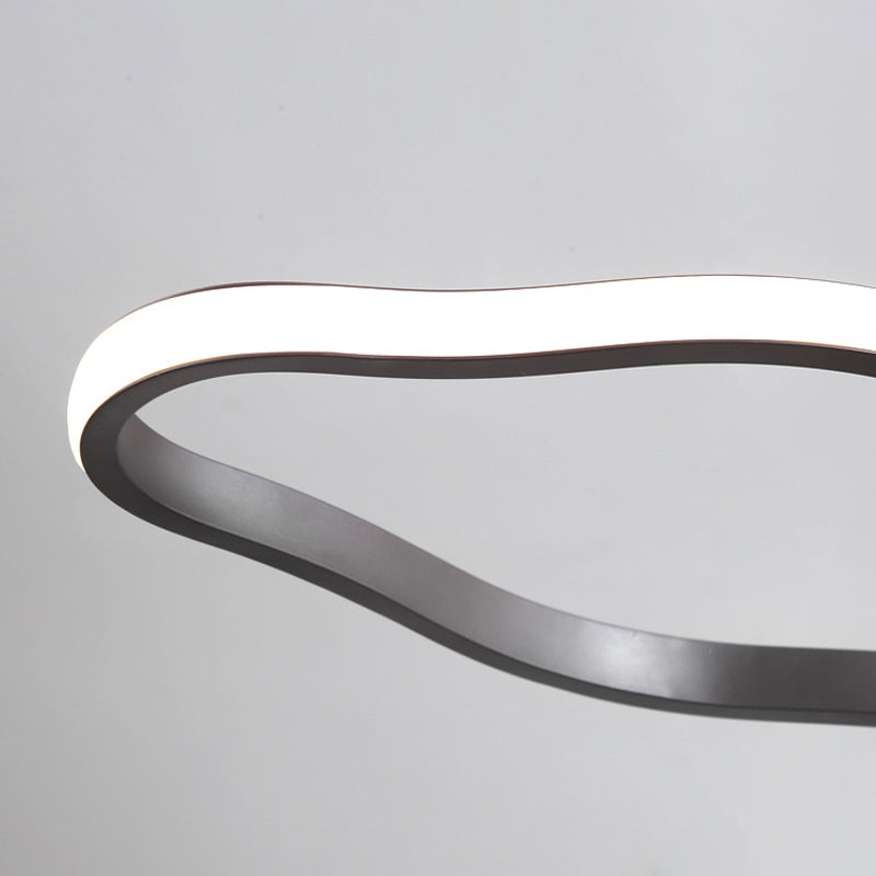 Plafonnier LED suspendu moderne en acrylique en forme de vague de café - 23,5"/36,5"/47" de large - Lumière chaude/blanche