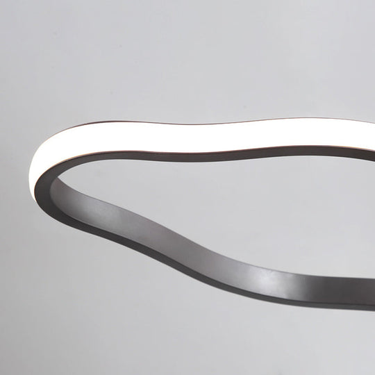 Plafonnier LED suspendu moderne en acrylique en forme de vague de café - 23,5"/36,5"/47" de large - Lumière chaude/blanche