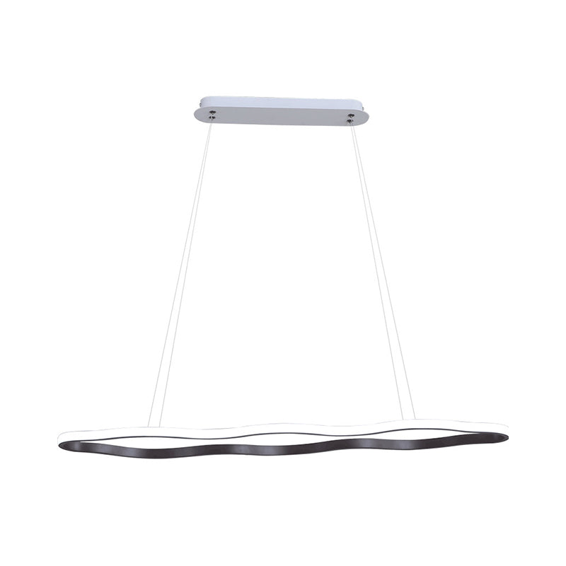 Plafonnier LED suspendu moderne en acrylique en forme de vague de café - 23,5"/36,5"/47" de large - Lumière chaude/blanche