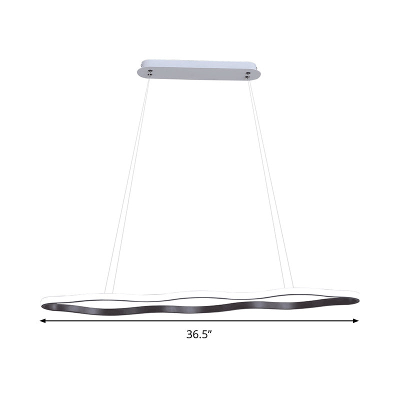 Plafonnier LED suspendu moderne en acrylique en forme de vague de café - 23,5"/36,5"/47" de large - Lumière chaude/blanche
