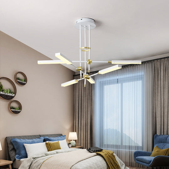 Modern LED Chandelier Light Acrylic 6-Light Ceiling Pendant - Black/Gold or White/Gold