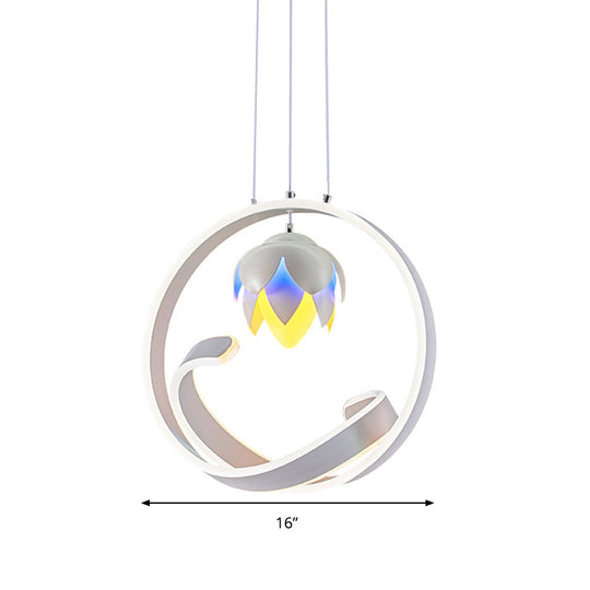 Lustre suspendu à LED Lotus : style moderne pour la décoration de la salle à manger en blanc