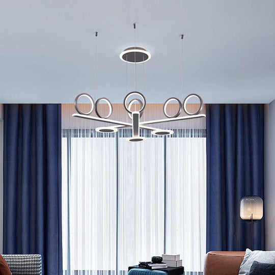 Lustre à barres croisées à LED métallique contemporain avec lumière chaude/blanche