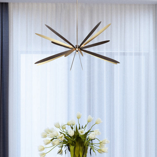 Lustre Libellule : Noir et Or, Style Moderne, Suspension Métallique à 6 Lumières