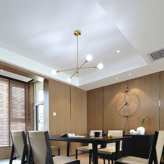 Lustre contemporain réglable en or avec abat-jour en verre transparent - Éclairage suspendu à 4 ampoules