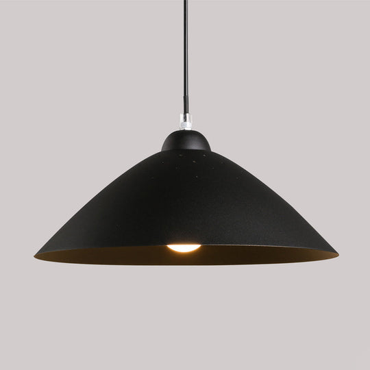 Contemporary Conical Metal Pendant 1-Light Pendulum Lamp For Dining Room In Black/White