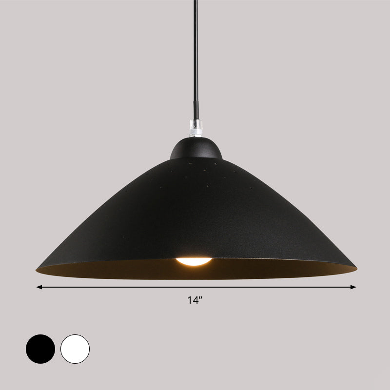 Contemporary Conical Metal Pendant 1-Light Pendulum Lamp For Dining Room In Black/White