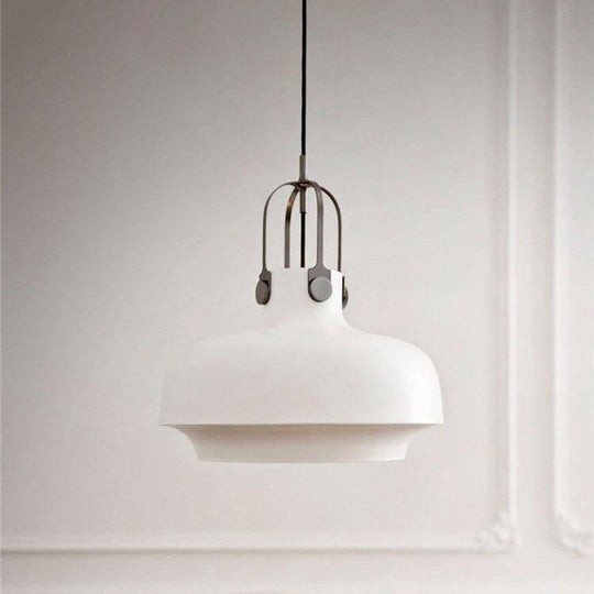 Modern Barn Metal Hanging Ceiling Light - 10/14 Wide Pendant Lighting Fixture In White/Pink