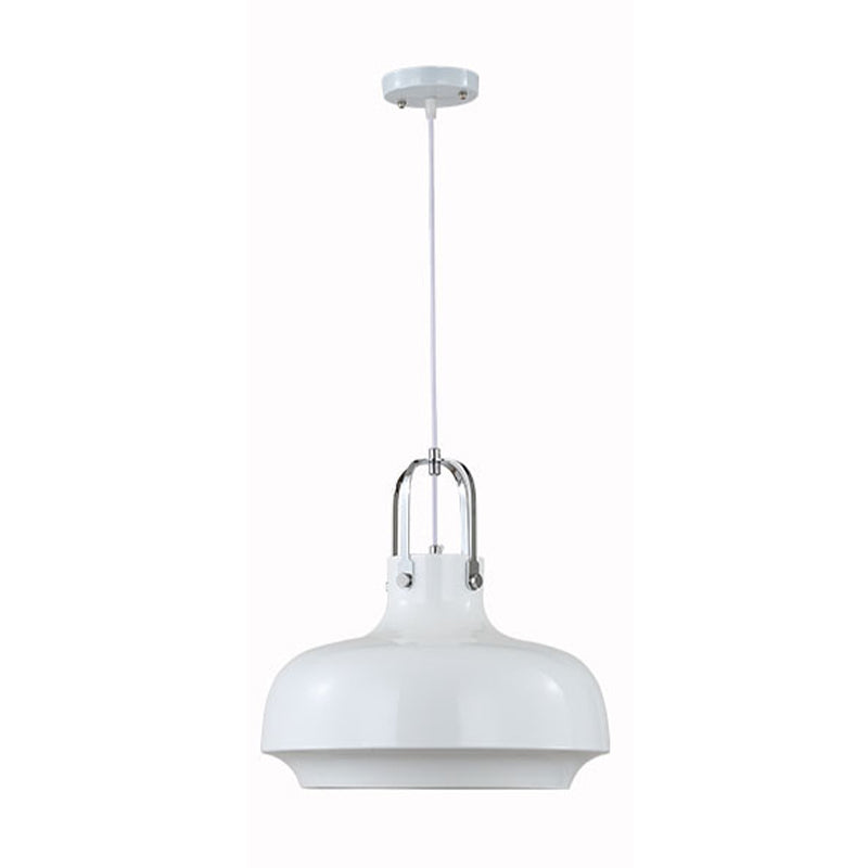 Modern Barn Metal Pendant Light - 10"/14" Wide, White/Pink