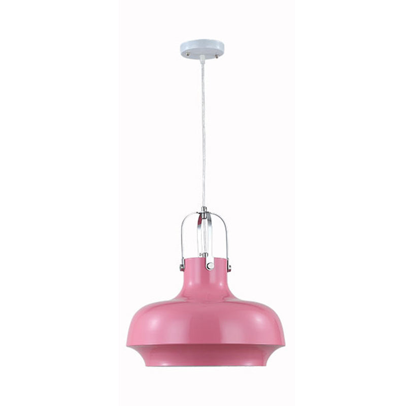 Modern Barn Metal Pendant Light - 10"/14" Wide, White/Pink