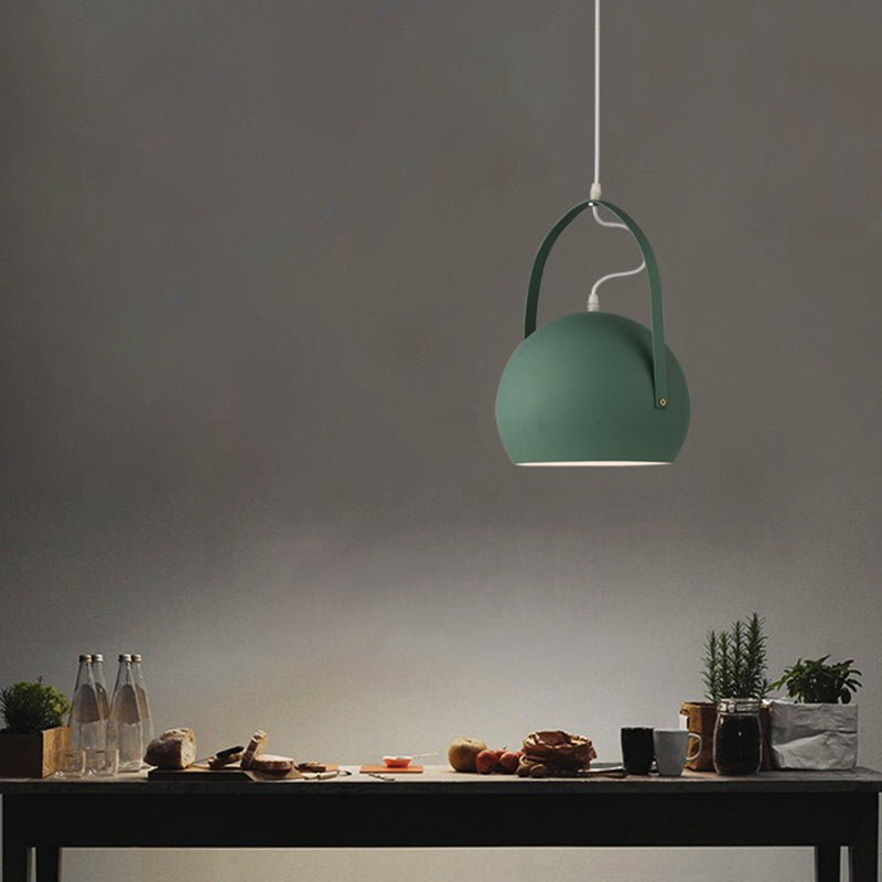 Contemporary Green Bubble Hanging Light - Metal 1-Light Down Lighting For Dining Room
