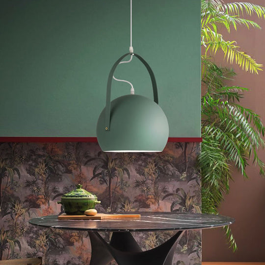Contemporary Green Bubble Hanging Light - Metal 1-Light Down Lighting For Dining Room
