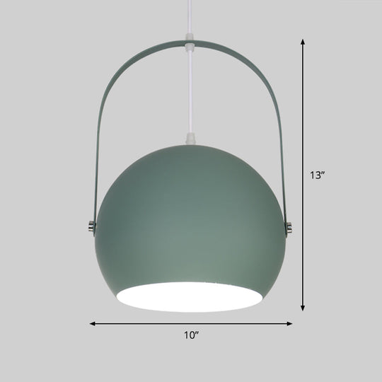 Contemporary Green Bubble Hanging Light - Metal 1-Light Down Lighting For Dining Room