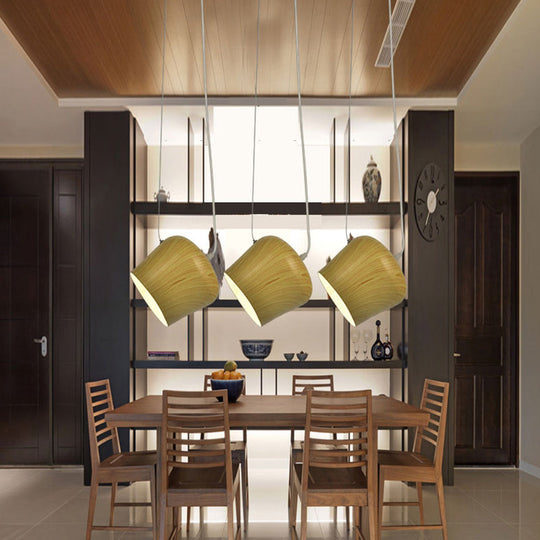 Lampe suspendue moderne en forme de dôme - 1 lampe suspendue pour salle à manger - Finition bois foncé