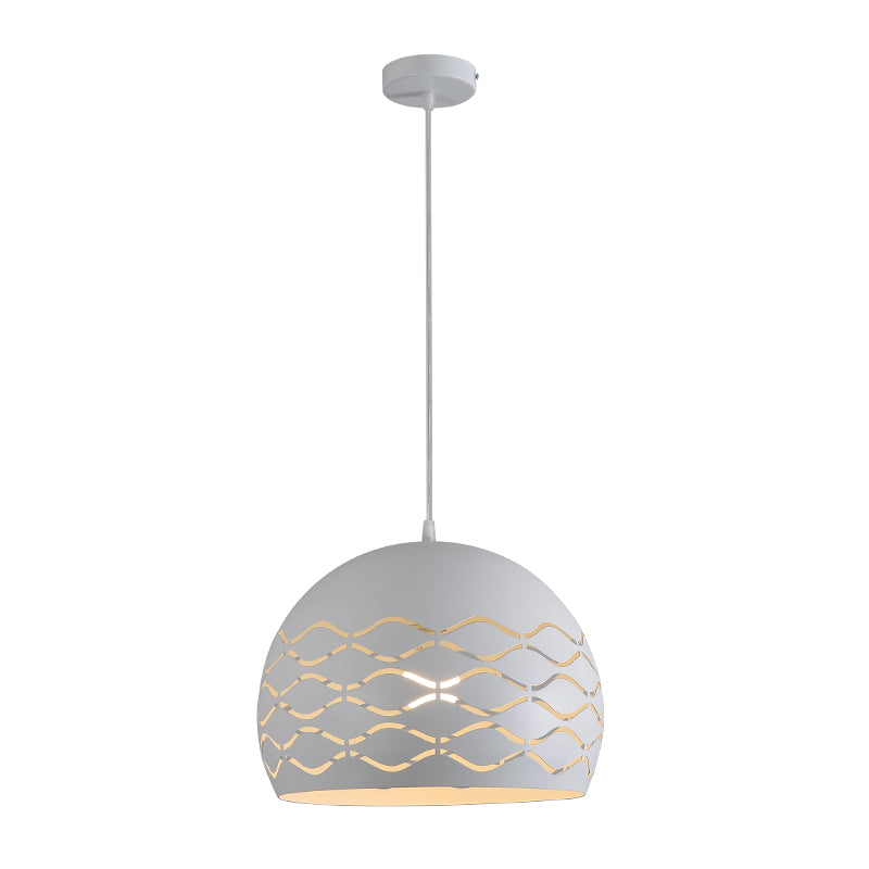 Minimalist Metal Dome Pendant Ceiling Light - 1 Light Suspension Lamp in White