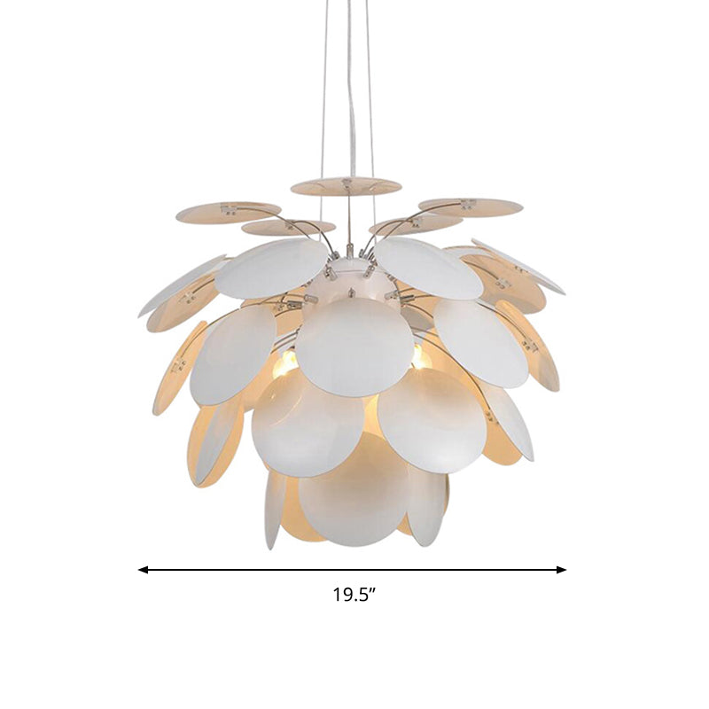 Minimalist Metal Pinecone Ceiling Light - 19.5"/23.5" Wide White Pendant with Suspension