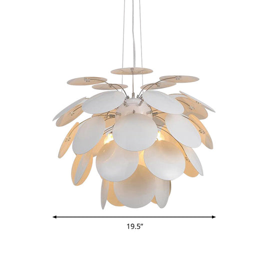 Minimalist Metal Pinecone Ceiling Light - 19.5"/23.5" Wide White Pendant with Suspension
