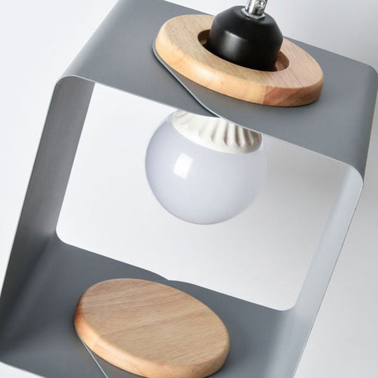 Contemporary Metal Drop Pendant Hanging Light Fixture for Dining Room - 1 Light, Grey/White