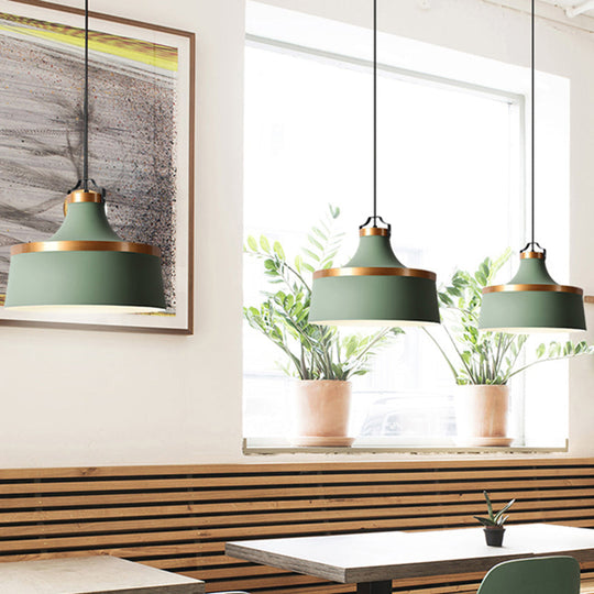 Minimalist Drum Pendant Light In Grey/White/Blue - Perfect For Dining Room