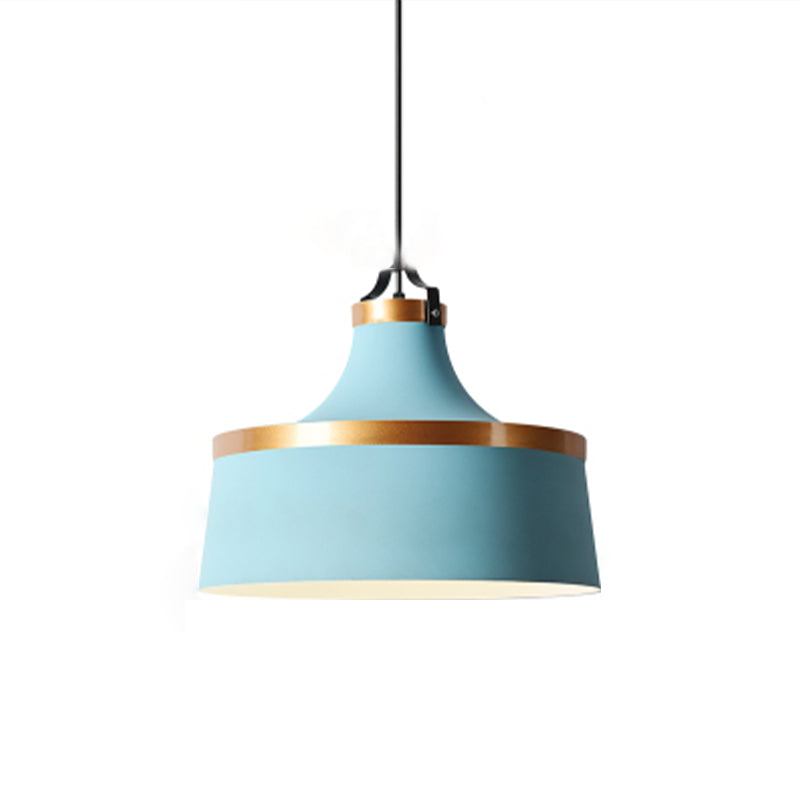 Minimalist Drum Pendant Light In Grey/White/Blue - Perfect For Dining Room