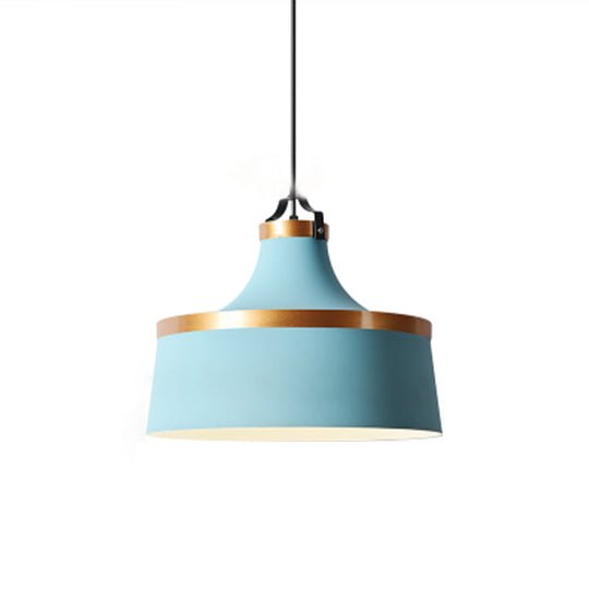 Minimalist Drum Pendant Light In Grey/White/Blue - Perfect For Dining Room