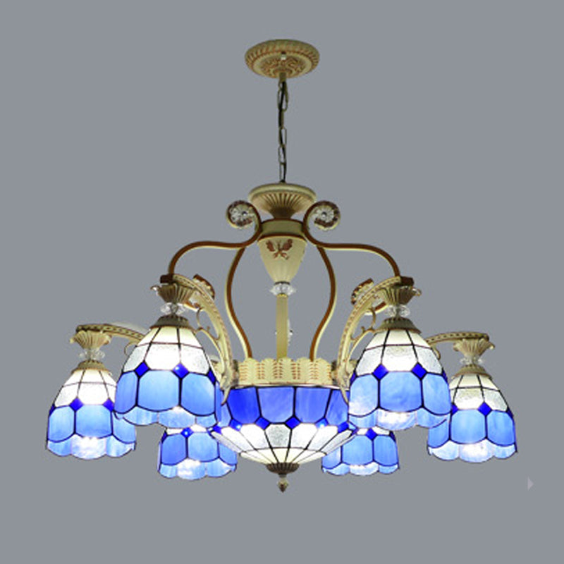 Tiffany Style Cut Glass Chandelier Pendant Light Kit - Domed 31.5/37.5 Wide 8/11 Lights