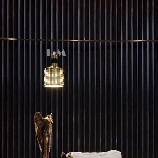 Contemporary Cylinder Metal Pendant Light - 1 Black And Gold Suspension Lamp