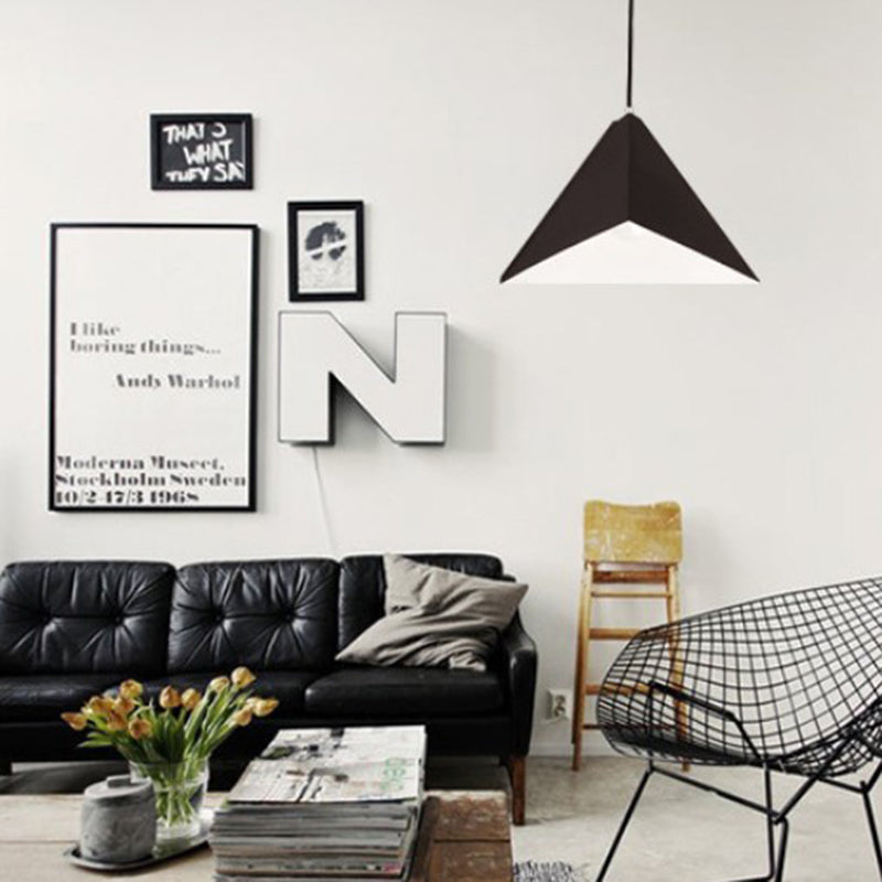 Geometric Metal Pendant Light - Modern 1-Light Suspension Lamp for Living Room in Black