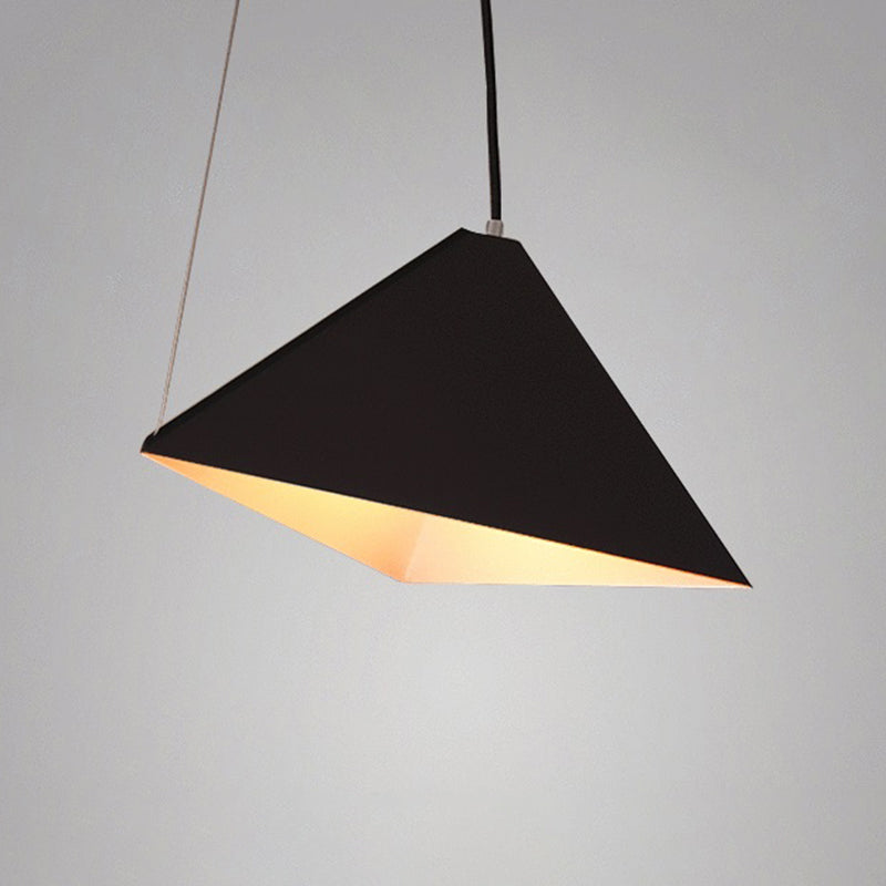 Modern Metal Geometric Pendant Light: 1-Light Black Suspension Lamp For Living Room
