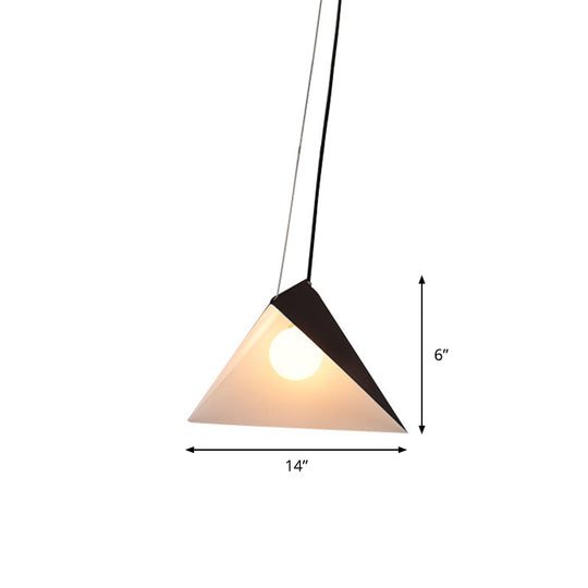 Modern Metal Geometric Pendant Light: 1-Light Black Suspension Lamp For Living Room