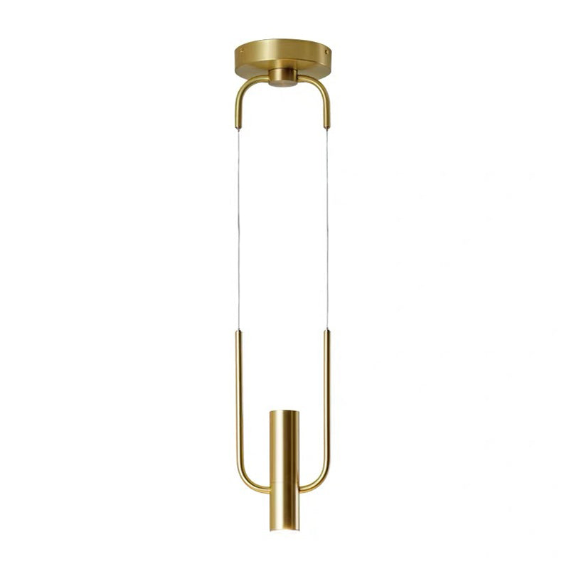 Luminaire suspendu contemporain en tube doré - Plafonnier suspendu en métal à 1 lampe