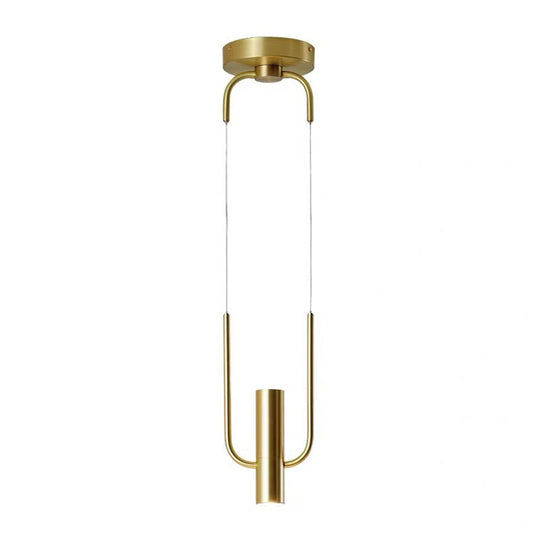 Luminaire suspendu contemporain en tube doré - Plafonnier suspendu en métal à 1 lampe