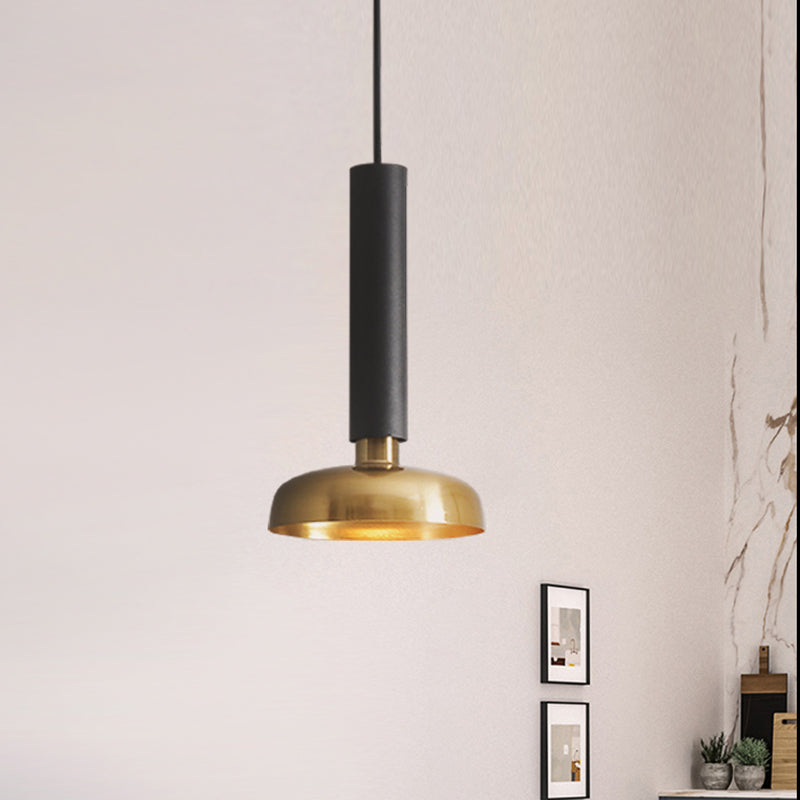 Barn Metal Pendant Light Kit: Minimalist 1-Light Hanging Lamp For Bedside - White/Black Black