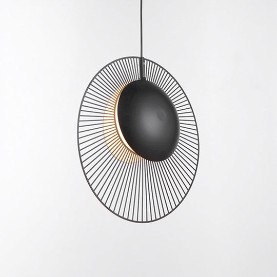 Round Metal Pendant Light in Black - 14"/18" for Dining Room